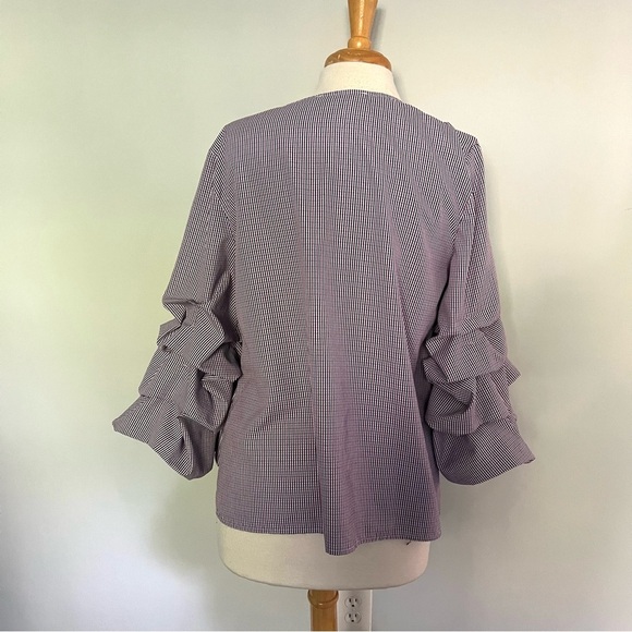 Anthropologie Sunday in Brooklyn Red White Navy Blue Plaid Blouse Top Size L - Picture 5 of 11